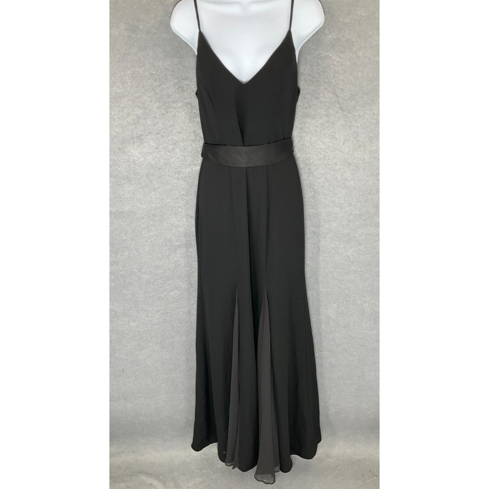 White‎ By Vera Wang Gown Dress Womens Size 4 Black Lined Ruffle Maxi Bridesmaids